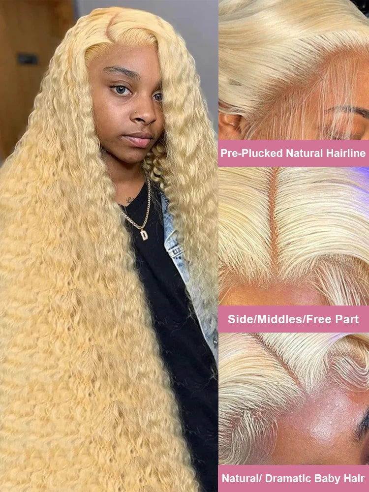 Curly Wig Human Hair 613 Honey Blonde 13x4 Lace Frontal Deep Wave Wigs Ready To Wear Glueless Wig 13x6 Lace Frontal Wigs Pre Cut