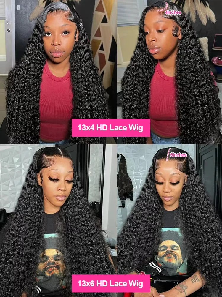 Mossily 300% High Density Loose Deep Wave 40Inch 13x6 13x4 HD Lace Frontal Human Hair Wig Glueless Preplucked Curly Wig