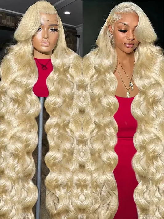 230% 36 40 Inch 613 Honey Blonde Body Wave 13x6  Lace Front Human Hair Wigs Transparent 13x4 Lace Frontal Wig For Black Women