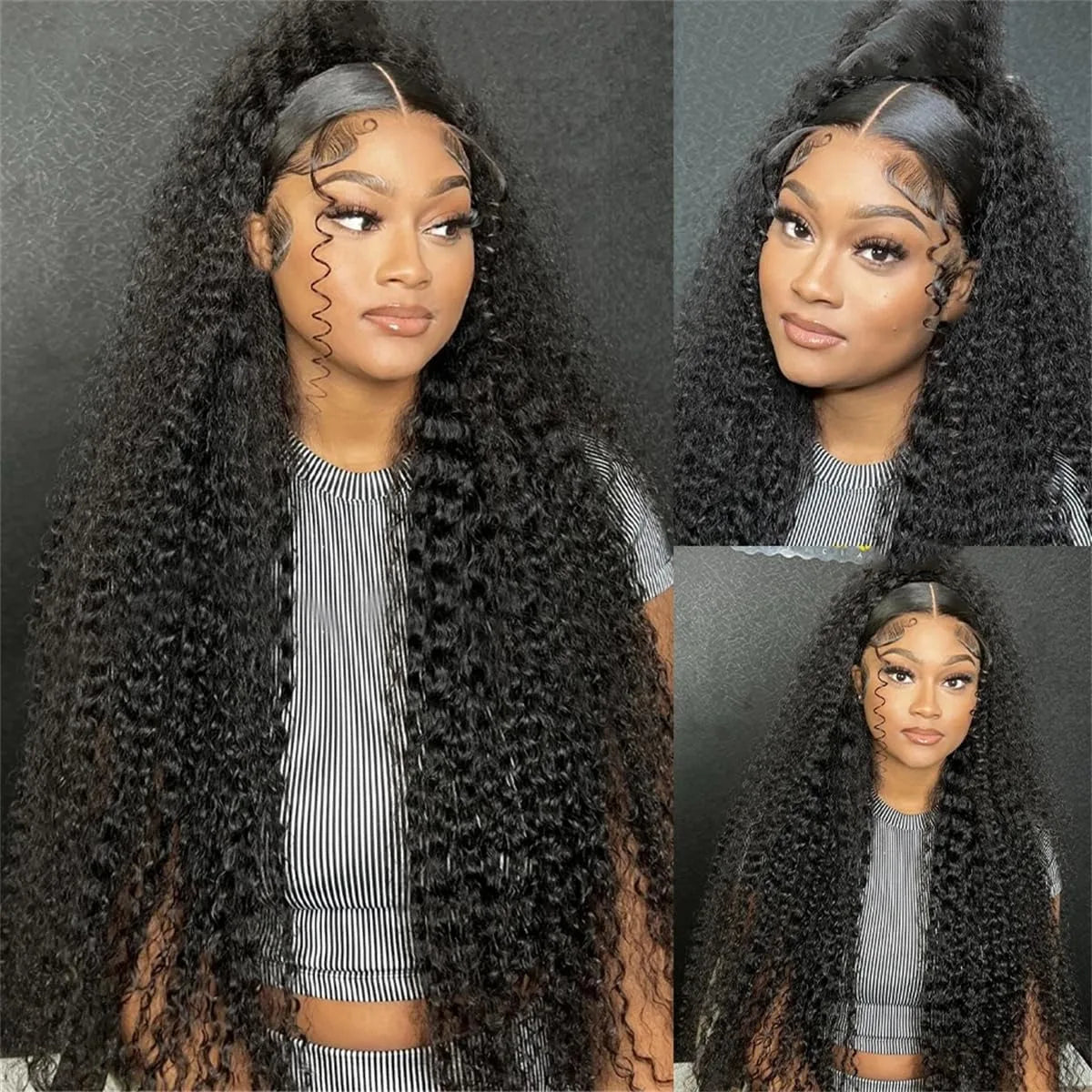Women's Water Curly 13X4 HD Transparent Front Human Hair Wigs Deep Wave 13X4 Lace Frontal Wig