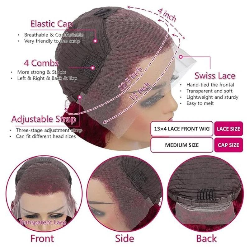 99J Body Wave 13X4 HD Lace Frontal Human Hair Wigs Human Hair 99J Lace Front Wigs Human Hair Pre Plucked