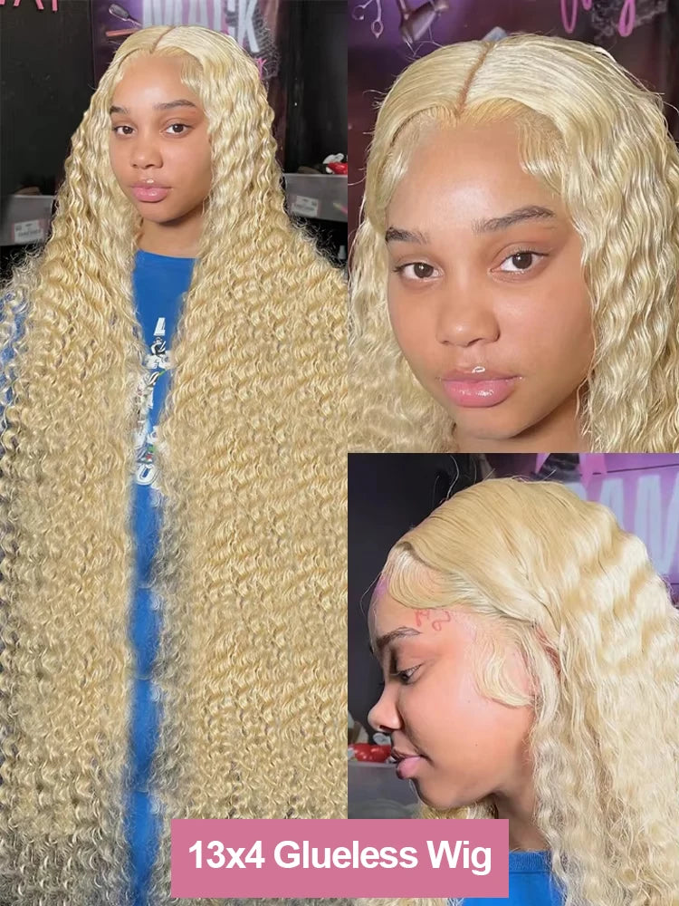 Curly Wig Human Hair 613 Honey Blonde 13x4 Lace Frontal Deep Wave Wigs Ready To Wear Glueless Wig 13x6 Lace Frontal Wigs Pre Cut
