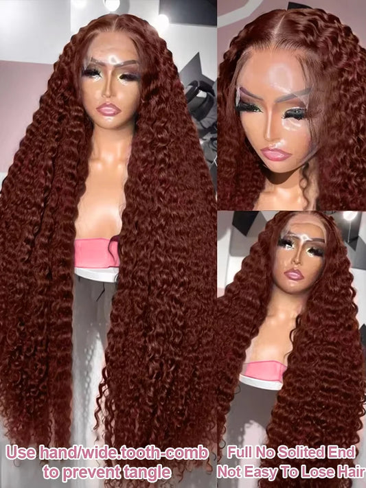 13x6 Hd Chocolate Brown Deep Wave Frontal Wig Brazilian 30 36 Inch 13x4 Water Curly Lace Front Human Hair Wigs For Women 250%