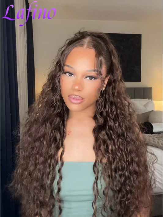 Chocolate Brown 13x6 Human Hair Wigs Hd Lace Frontal Wig 13x4 Water Wave Lace Front Wigs For Women Deep Curly Wigs Human Hair
