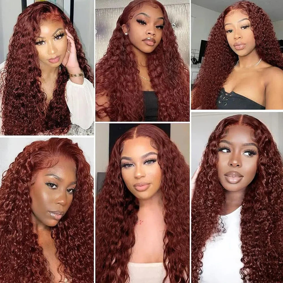 Reddish Brown Bundles Color #33 Deep Wave Human Hair 1/3/4 Bundles Brazilian Virgin Copper Brown Deep Wave Bundles Human Hair