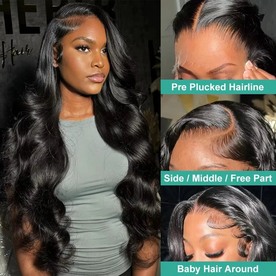 13x4 HD Transparent Bone Body Wave Lace Front Wigs 180 Density Brazilian Human Hair Wigs For Women 100% Human Hair Wigs