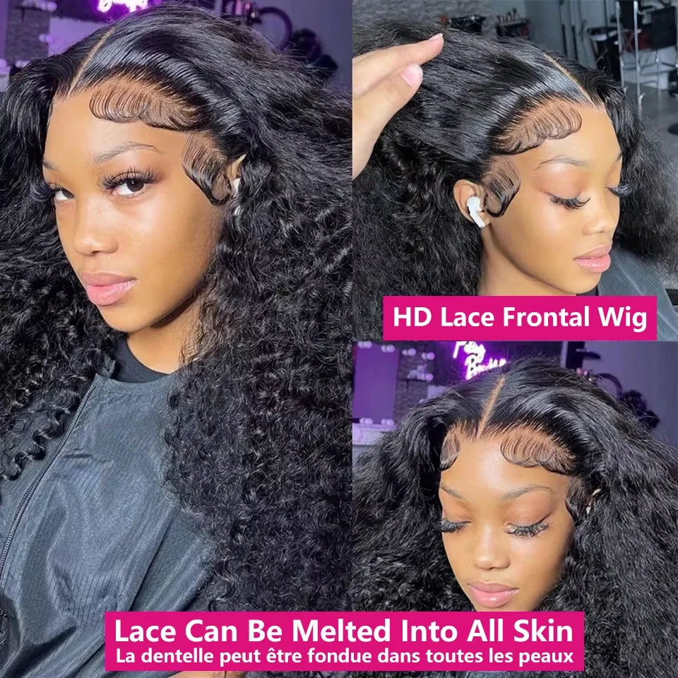 Deep Wave 13x6 HD Lace Front Human Hair Wigs Water Wave Full Density Curly 13x4 Pre Plucked Lace Frontal Wig Brazilian Remy Hair