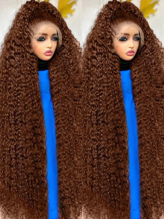 13x6 Hd Chocolate Brown Deep Wave Frontal Wig Brazilian 30 36 Inch 13x4 Water Curly Lace Front Human Hair Wigs For Women 250%