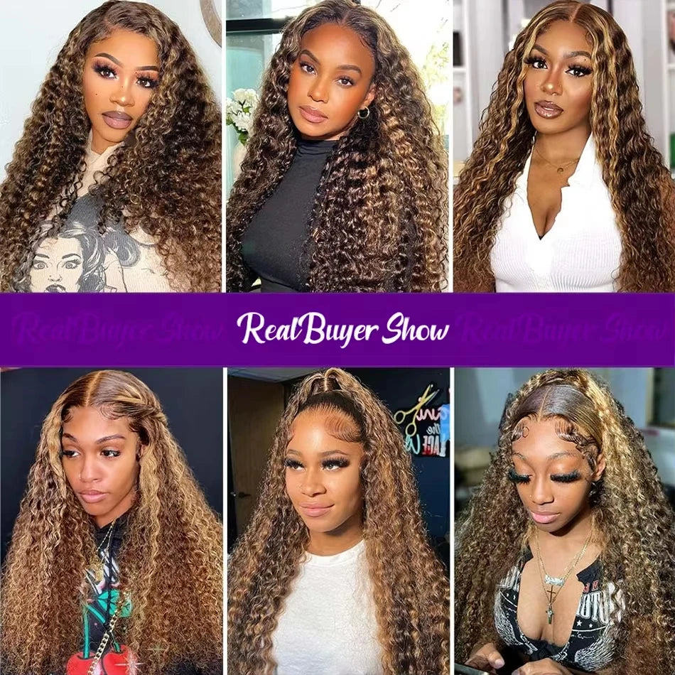 Highlight Curly Wig 100 Human Hair wigs Honey Blonde 13x4 Lace Front Deep Wave 13x6 Hd Lace Frontal Wig Brazilian For Women