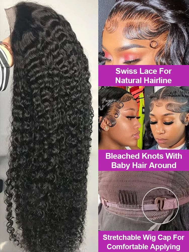 40 46 Inch 13x6 360 HD Loose Deep Wave Lace Frontal Human Hair Wig Brazilian 13x4 Curly Lace Front Wigs For Women 300% Density