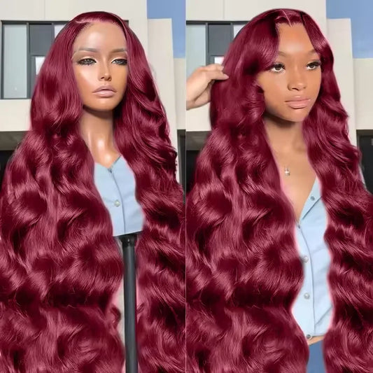 200 Density Burgundy 13x6 HD Lace Frontal Human Hair Wig 99j Body Wave 13x4 Lace Front Wigs Human Hair Brazilian Lace Wigs