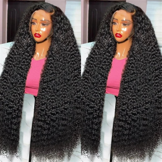 Women's Water Curly 13X4 HD Transparent Front Human Hair Wigs Deep Wave 13X4 Lace Frontal Wig