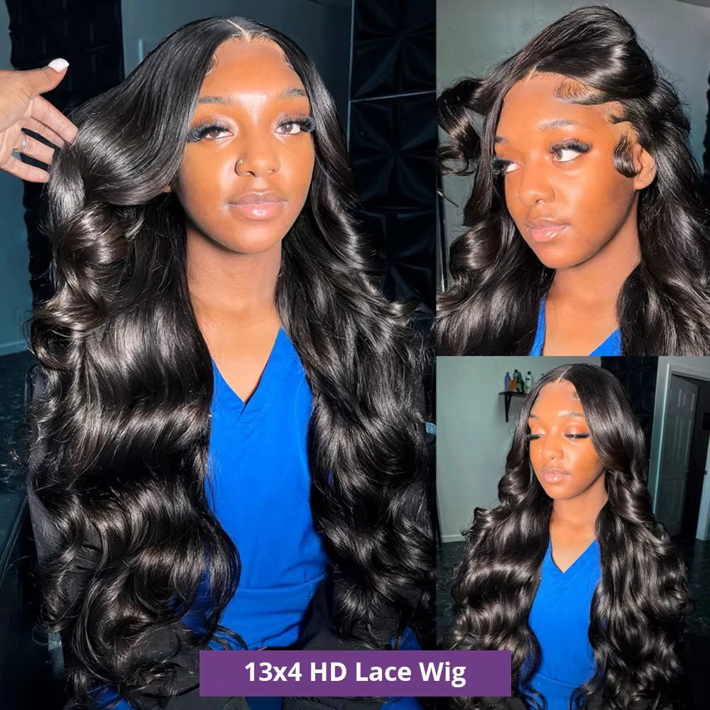 13x4 HD Transparent Bone Body Wave Lace Front Wigs 180 Density Brazilian Human Hair Wigs For Women 100% Human Hair Wigs