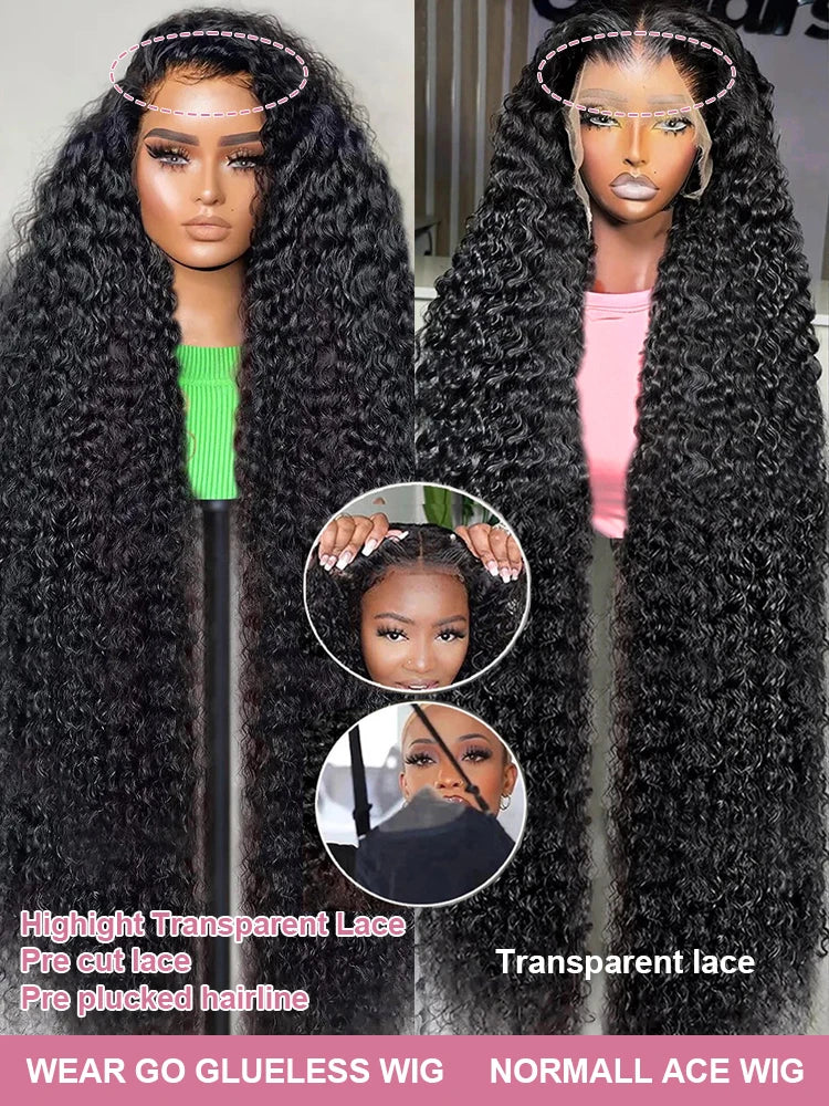 Poker Face Brazilian High Density Loose Deep Wave 13x4 13x6 HD Transparent Lace Frontal Wig Curly Lace Front Human Hair Wigs