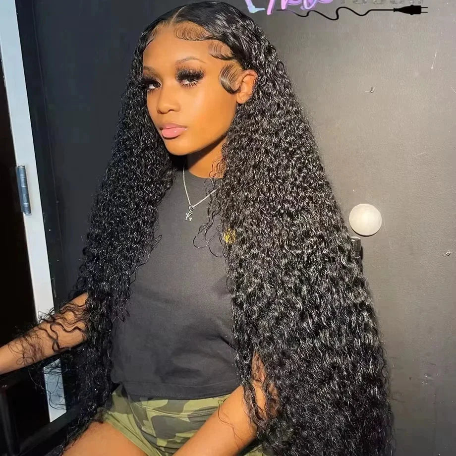 Deep Wave 13x6 HD Lace Front Human Hair Wigs Water Wave Full Density Curly 13x4 Pre Plucked Lace Frontal Wig Brazilian Remy Hair