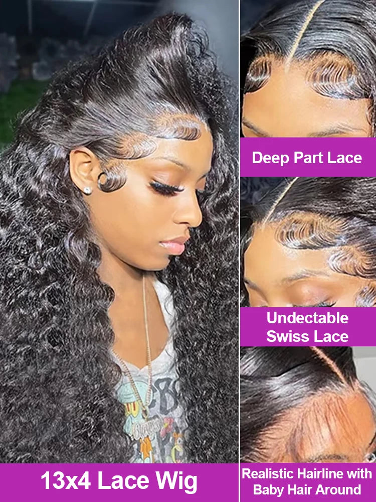 40 46 Inch 13x6 360 HD Loose Deep Wave Lace Frontal Human Hair Wig Brazilian 13x4 Curly Lace Front Wigs For Women 300% Density