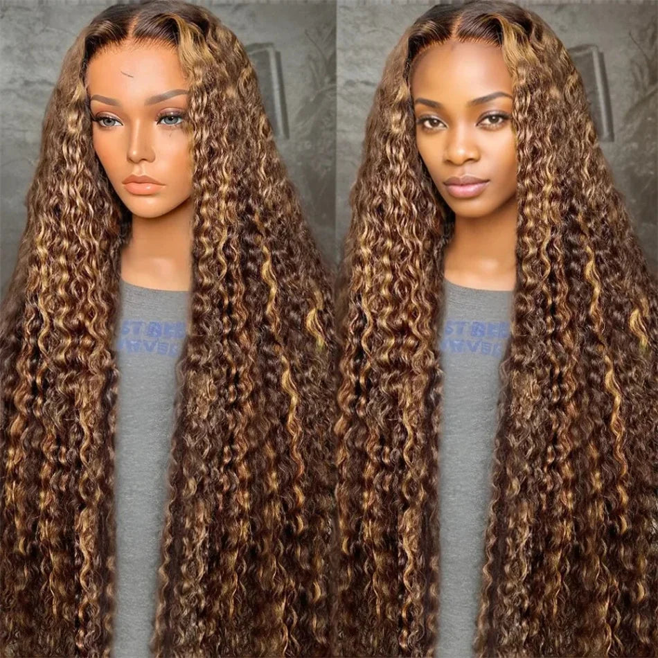 30 Inch Highlight Wig Human Hair Deep Curly Lace Front Wig Colored Human Hair Wigs Pre Plucked 13x6 Deep Wave Lace Frontal Wig