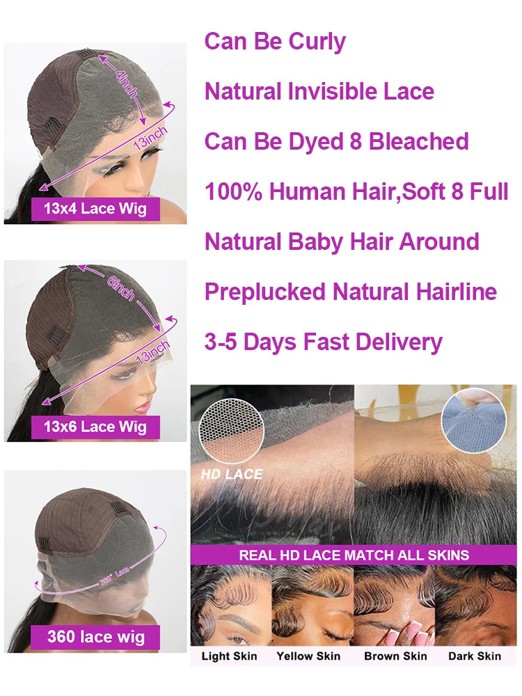 40 46 Inch 13x6 360 HD Loose Deep Wave Lace Frontal Human Hair Wig Brazilian 13x4 Curly Lace Front Wigs For Women 300% Density