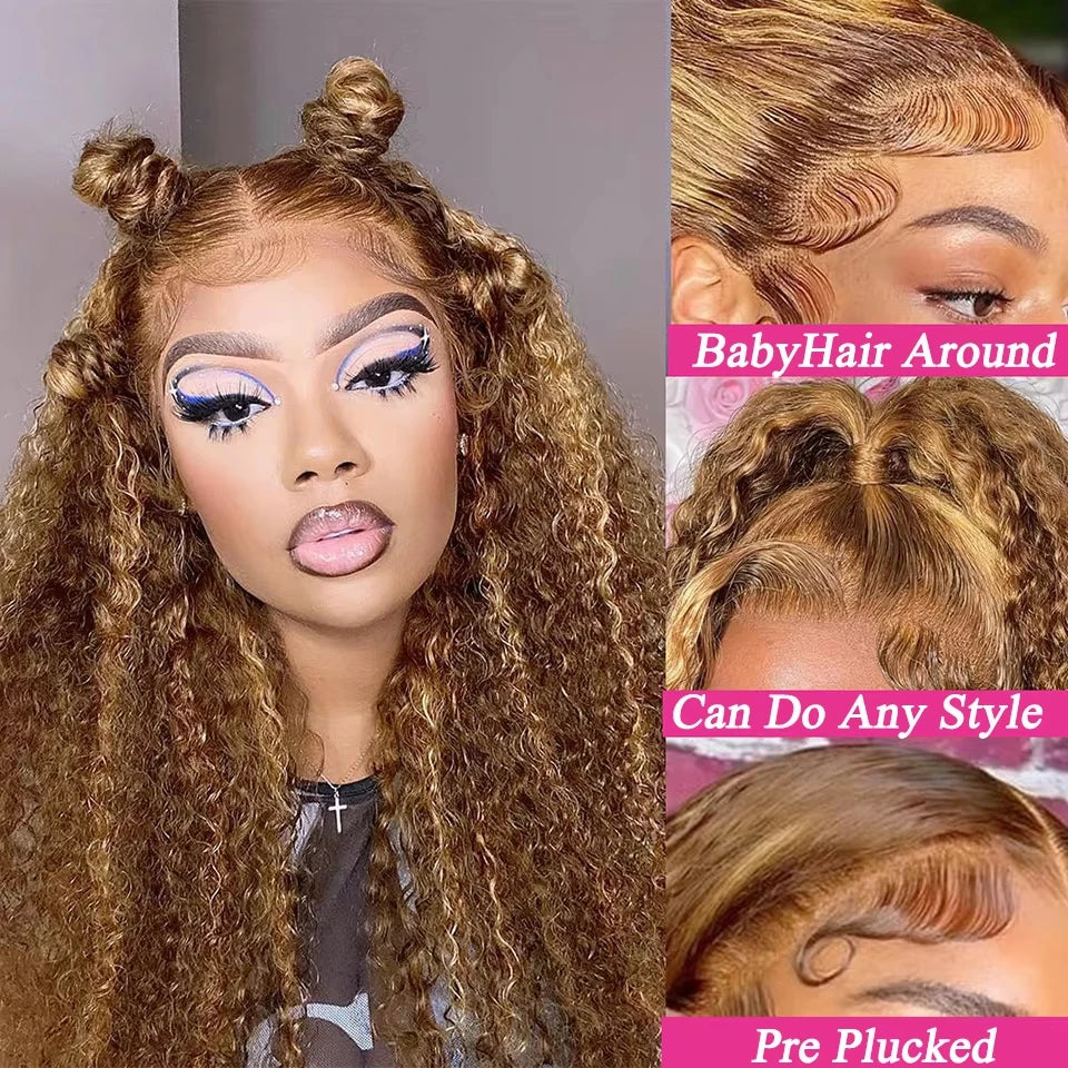 Highlight Curly Wig 100 Human Hair wigs Honey Blonde 13x4 Lace Front Deep Wave 13x6 Hd Lace Frontal Wig Brazilian For Women