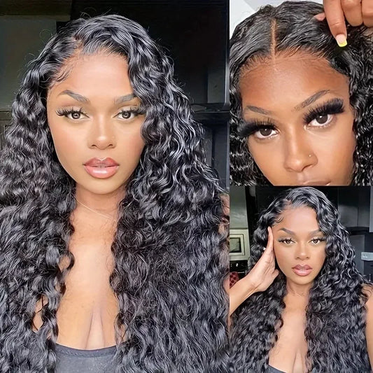 Fashionable European And American Style Lace Front Wig Small Roll Curly Fake Hair Full Head Cover Black Fiber Lace Wig
