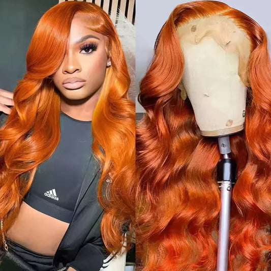 Ginger Orange Body Wave 13x6 13x4 HD Transparent Lace Front Wig Human Hair #350 Colored 5x5 Glueless Hair Wigs For Women
