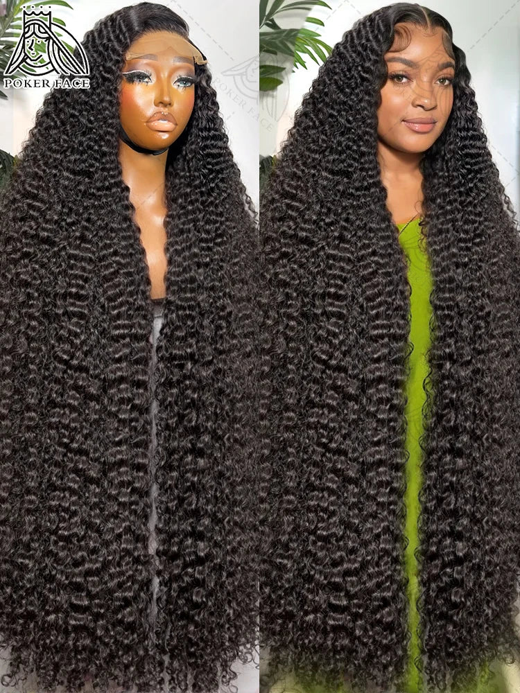 Poker Face Brazilian High Density Loose Deep Wave 13x4 13x6 HD Transparent Lace Frontal Wig Curly Lace Front Human Hair Wigs