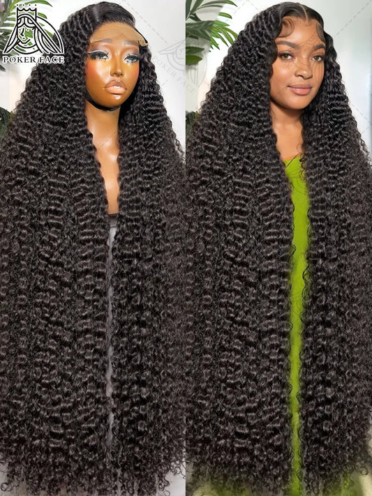 Poker Face Brazilian High Density Loose Deep Wave 13x4 13x6 HD Transparent Lace Frontal Wig Curly Lace Front Human Hair Wigs