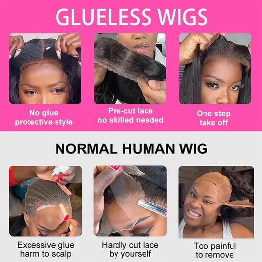 Glueless Human Hair Wig for Women Pre-Plucked Body Wave 5x5 HD Lace Closure 200 Density Ready-to-Wear Comfortable Fit