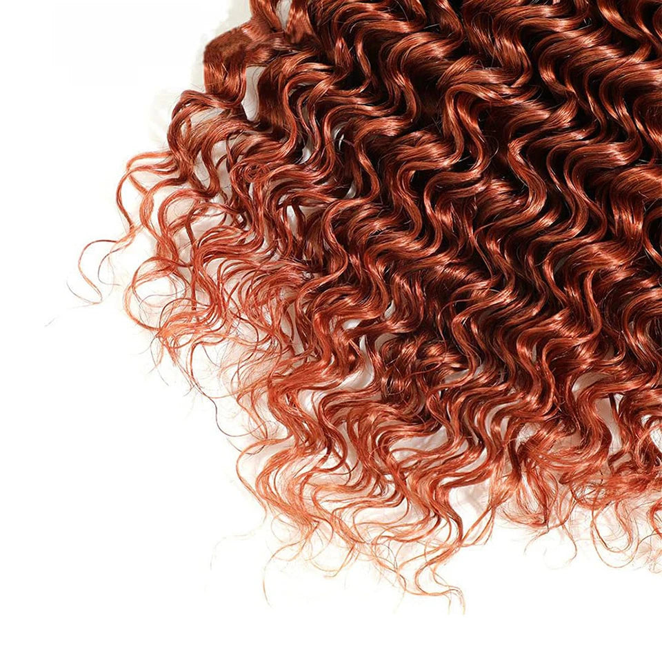 Reddish Brown Bundles Color #33 Deep Wave Human Hair 1/3/4 Bundles Brazilian Virgin Copper Brown Deep Wave Bundles Human Hair