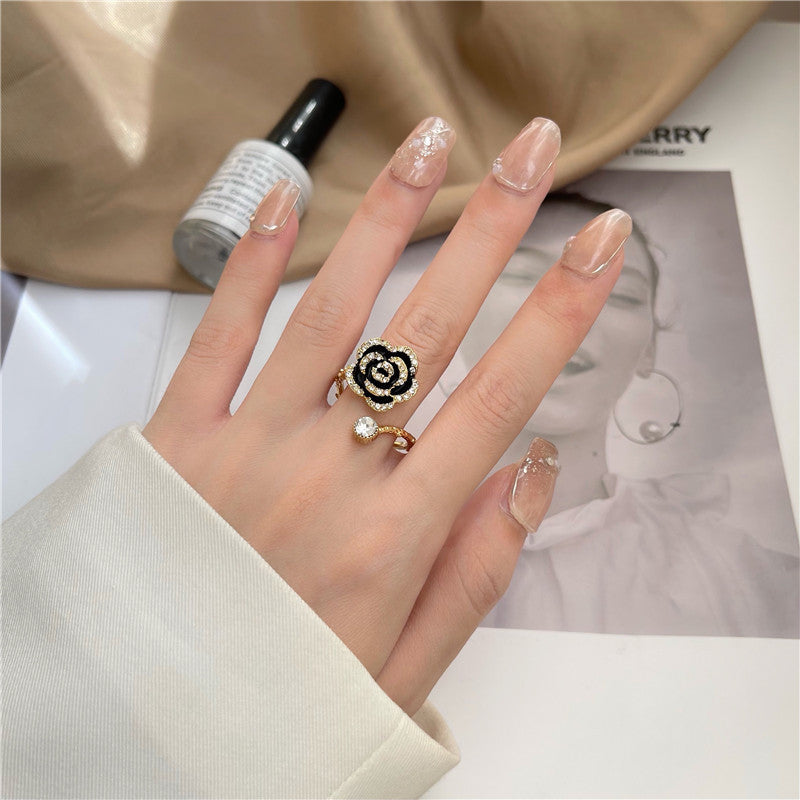Super Fairy High-end Camellia Ring Jewelry Simple Women
