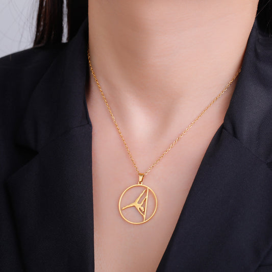 Artistic Gymnastics Pole Dance Support Action Pendant Necklace Women Stainless Steel Jewelry