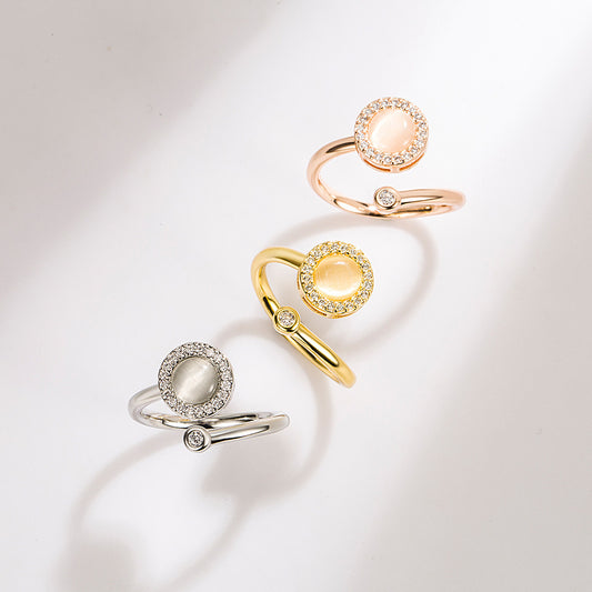 Niche Temperament Simple Fashionable All Match Jewelry Opal Spinning Ring Women
