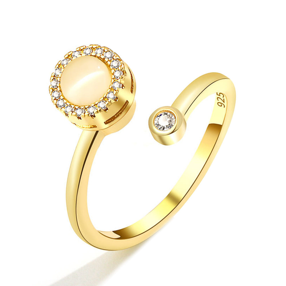 Niche Temperament Simple Fashionable All Match Jewelry Opal Spinning Ring Women