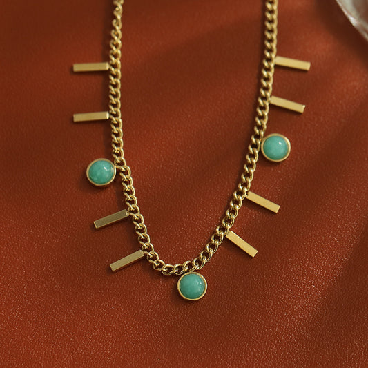 Fashion Necklace 14K Gold Plated Stainless Steel Zircon Pendant Necklace Jewelry Women